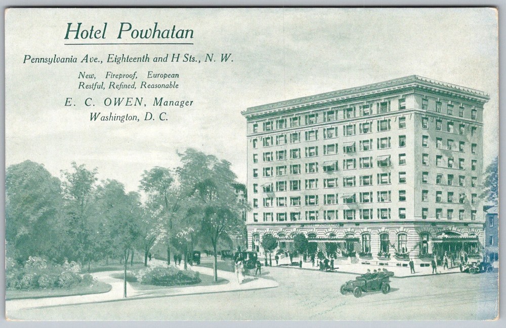 Antique Postcard Hotel Powhatan Exterior Washington, DC 1910s