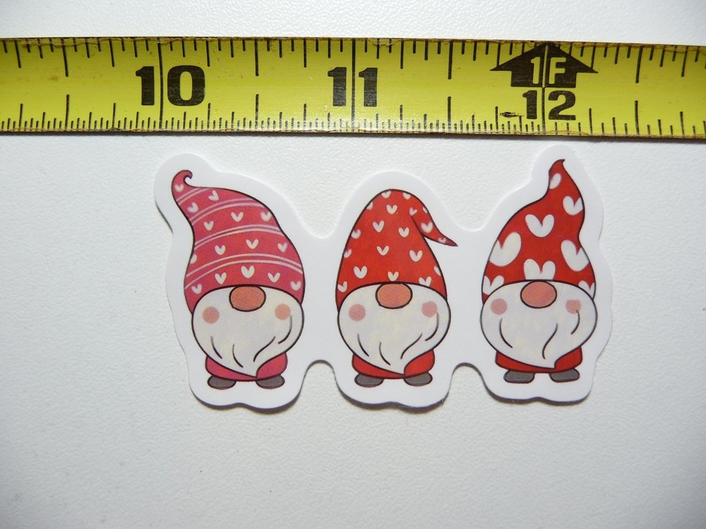 Triplet Gnomes Tall Nightcaps Sticker Decal for Family Mom Dad Son Daughter