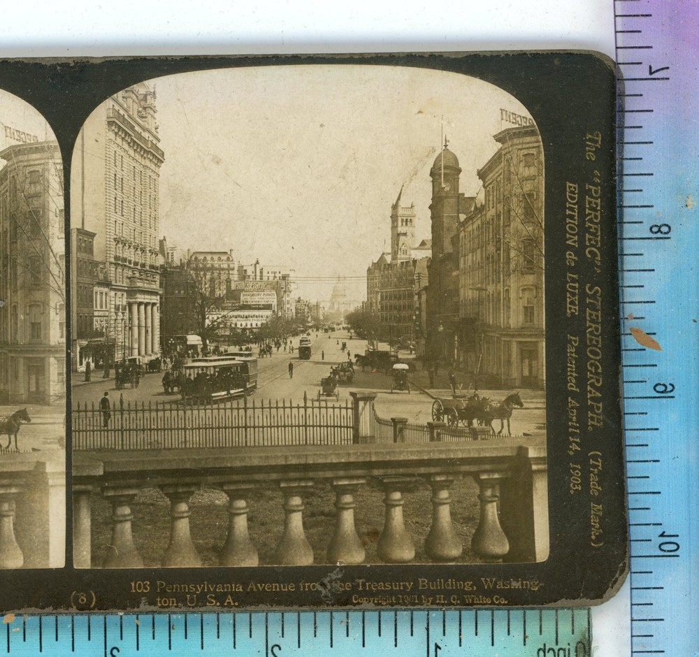 Penn Ave from Treasury Washington DC H.C. White Stereoview
