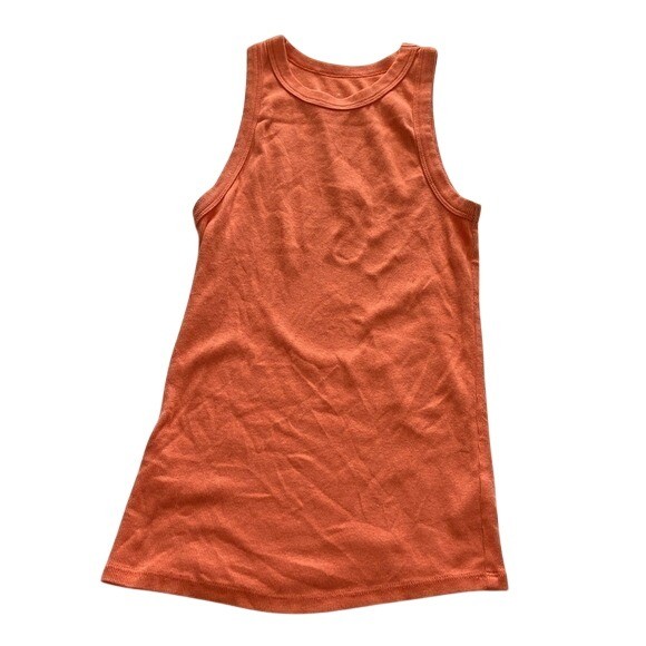 A New Day Womens Ribbed High Neck Tank Top Burnt Orange Small Rib Knit Preloved