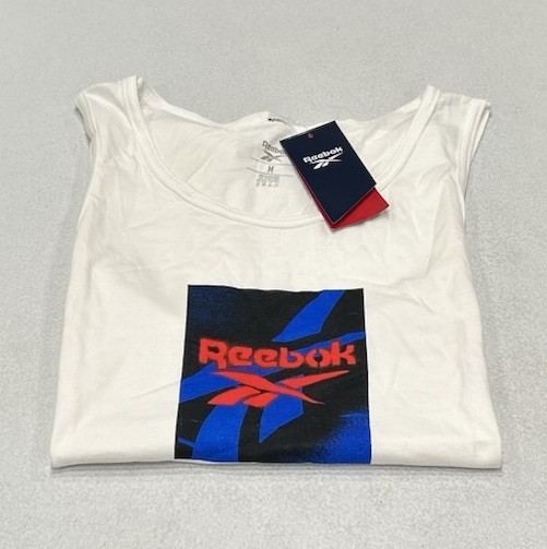 Reebok Men's Regular Fit Sleeveless Graphic Tank Top Shirt, White, Size M