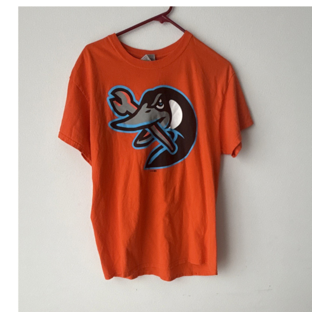 Gildan Men's Heavy Cotton Graphic Logo Crew Neck T-Shirt Orange Size L