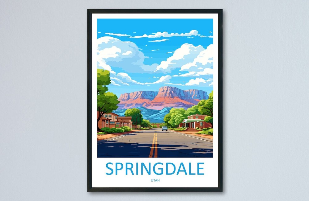 Springdale Travel Print Wall Art Springdale Wall Hanging Home Dcor Springdale