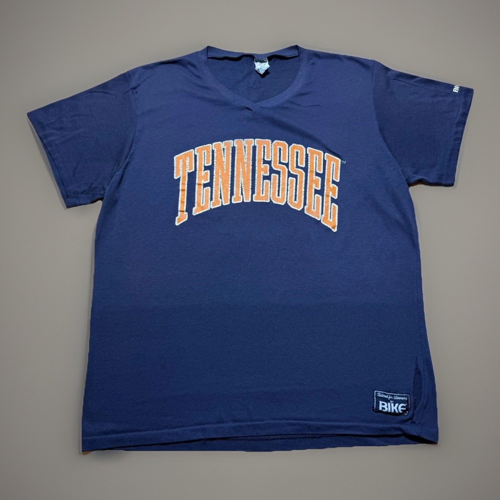 Vintage 80s 90s Distressed Bike Tennessee University Athletic T-Shirt Size XXL