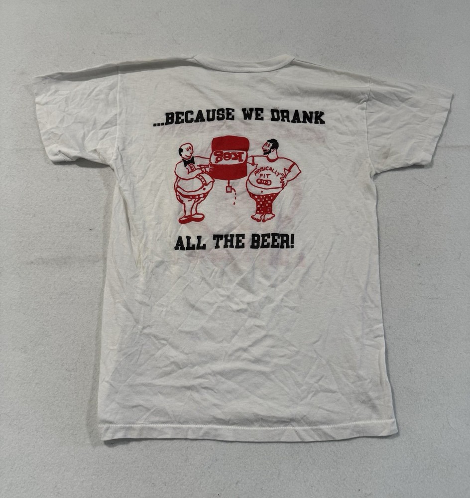 VINTAGE Indiana University Graphic T-shirt Men Large White  70s Single Stitch