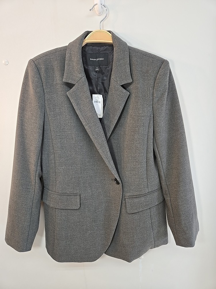 NWT Banana Republic Charcoal Gray Jacket Blazer Size 4 Lined Long Sleeve $170