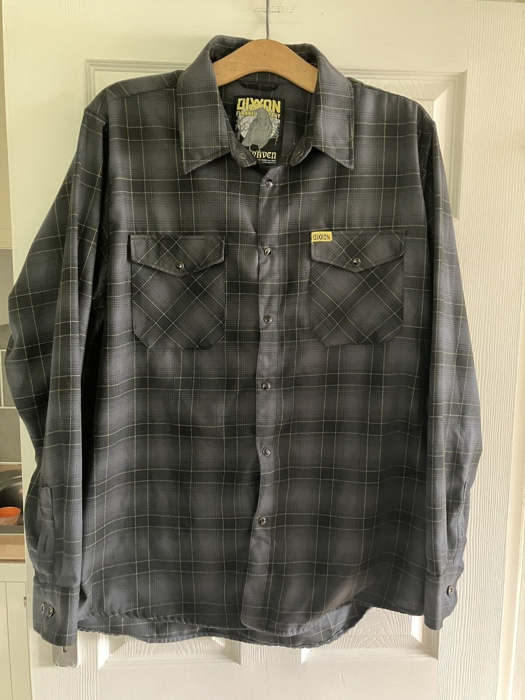 Dixxon Flannel The Raven Shirt Women’s Pearl Snap 2XL Chore OverShirt Grey Plaid