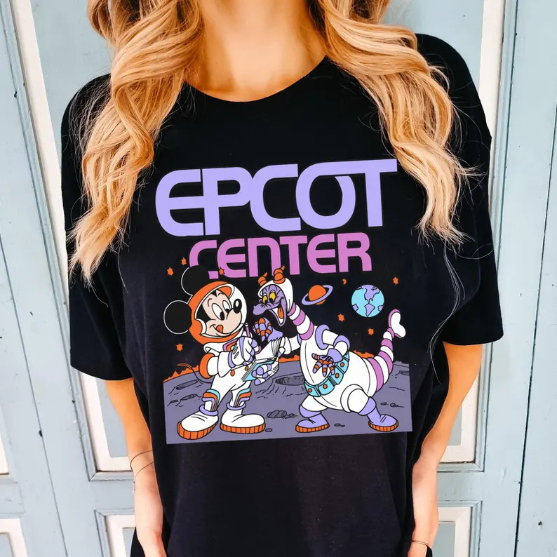 Disney Mickey Mouse Figment Astronaut Epcot Center Black T-Shirt Size S-5XL