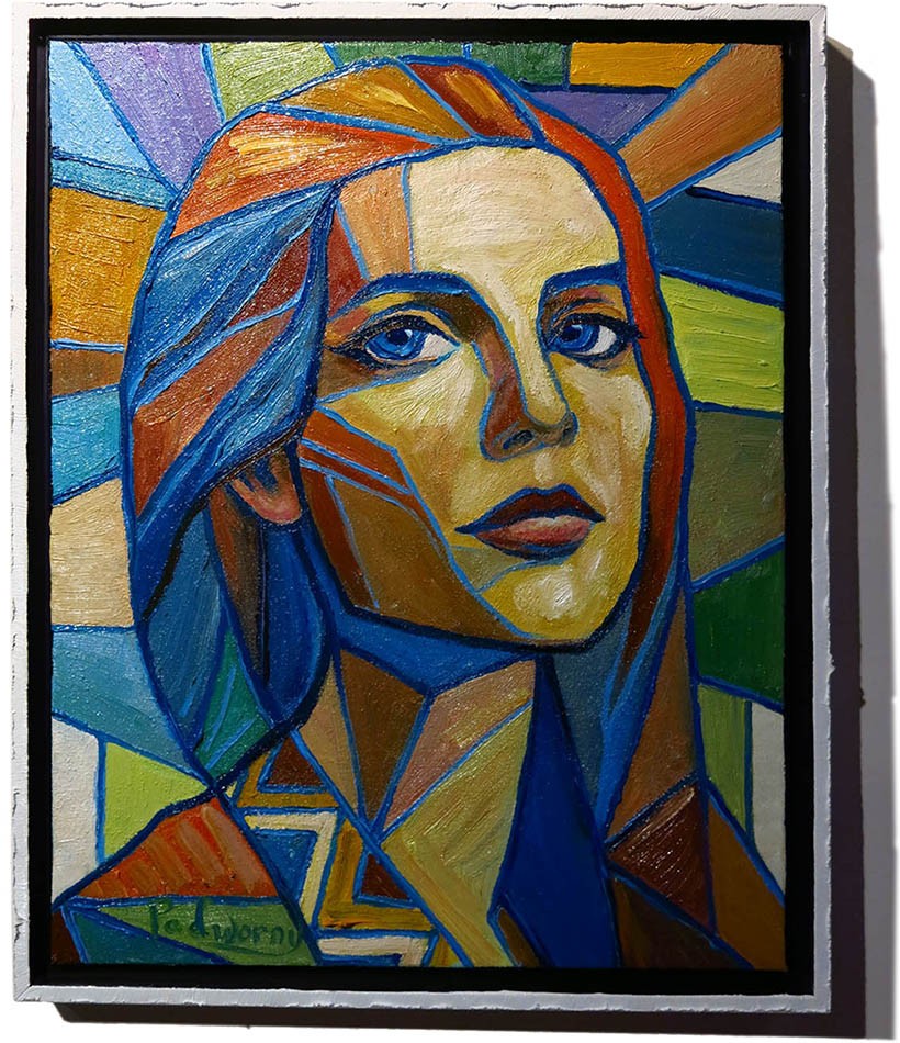 FRAMED WOMAN PORTRAIT OIL█PAINTING GIRL ART█SIGNED VINTAGE ORIGINAL CUBIST█DECO