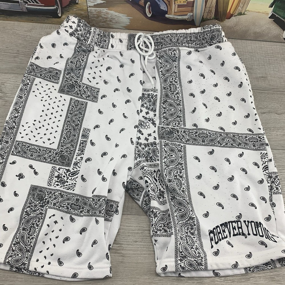 Brooklyn cloth co. the knit short men’s 3XL white black paisley run 136523