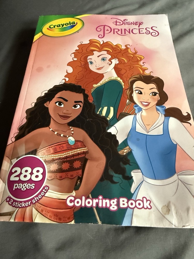 Disney Princesses Big Coloring Book With Stickers Some Water Damage