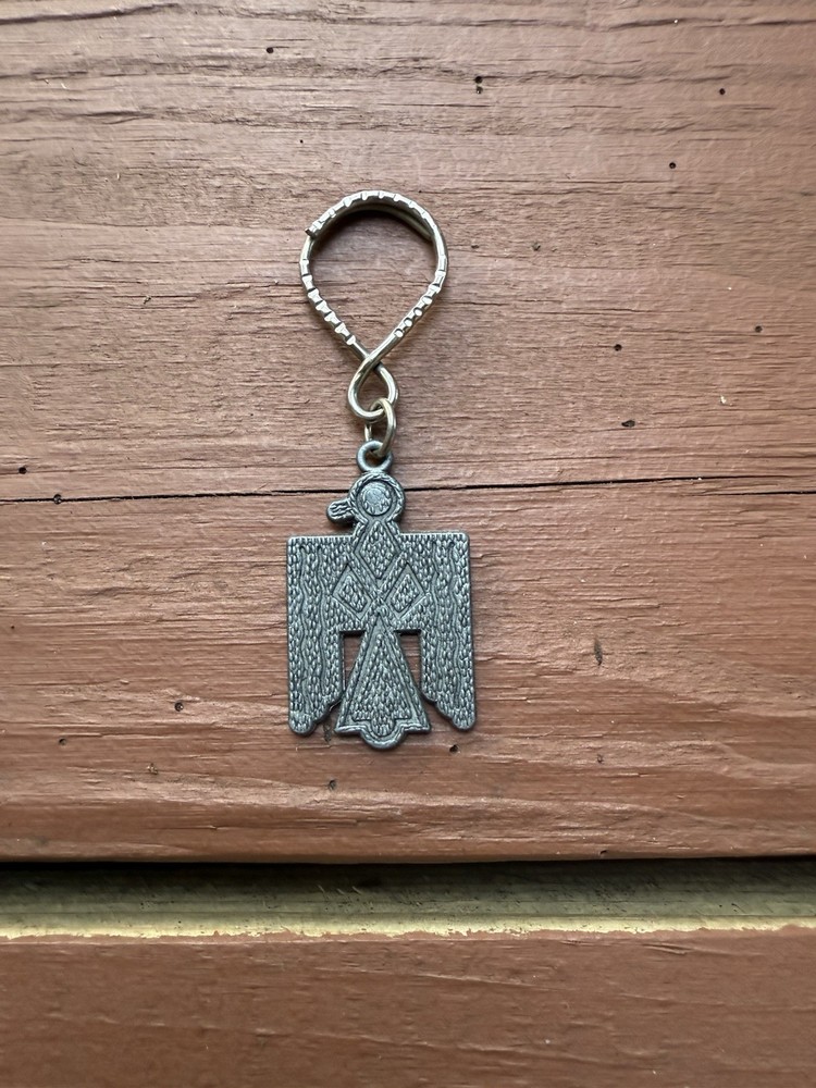 Vintage Keychain THUNDERBIRD Key Ring Metal Fob Phoenix Bird Native American