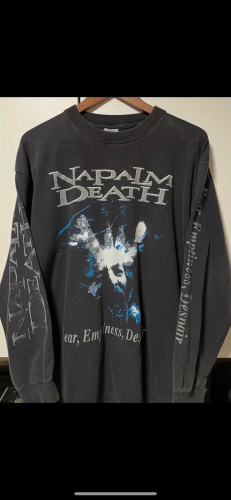 Vintage 90s Napalm Death LS Size XL Fear/Emptiness/Despair Hardcore/Death/Metal
