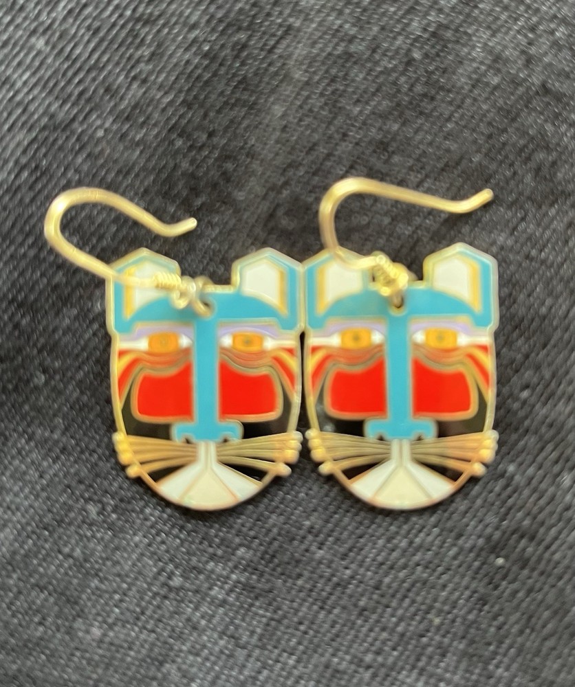 Vintage LAUREL BURCH Signed Turquoise Enamel Tiger 