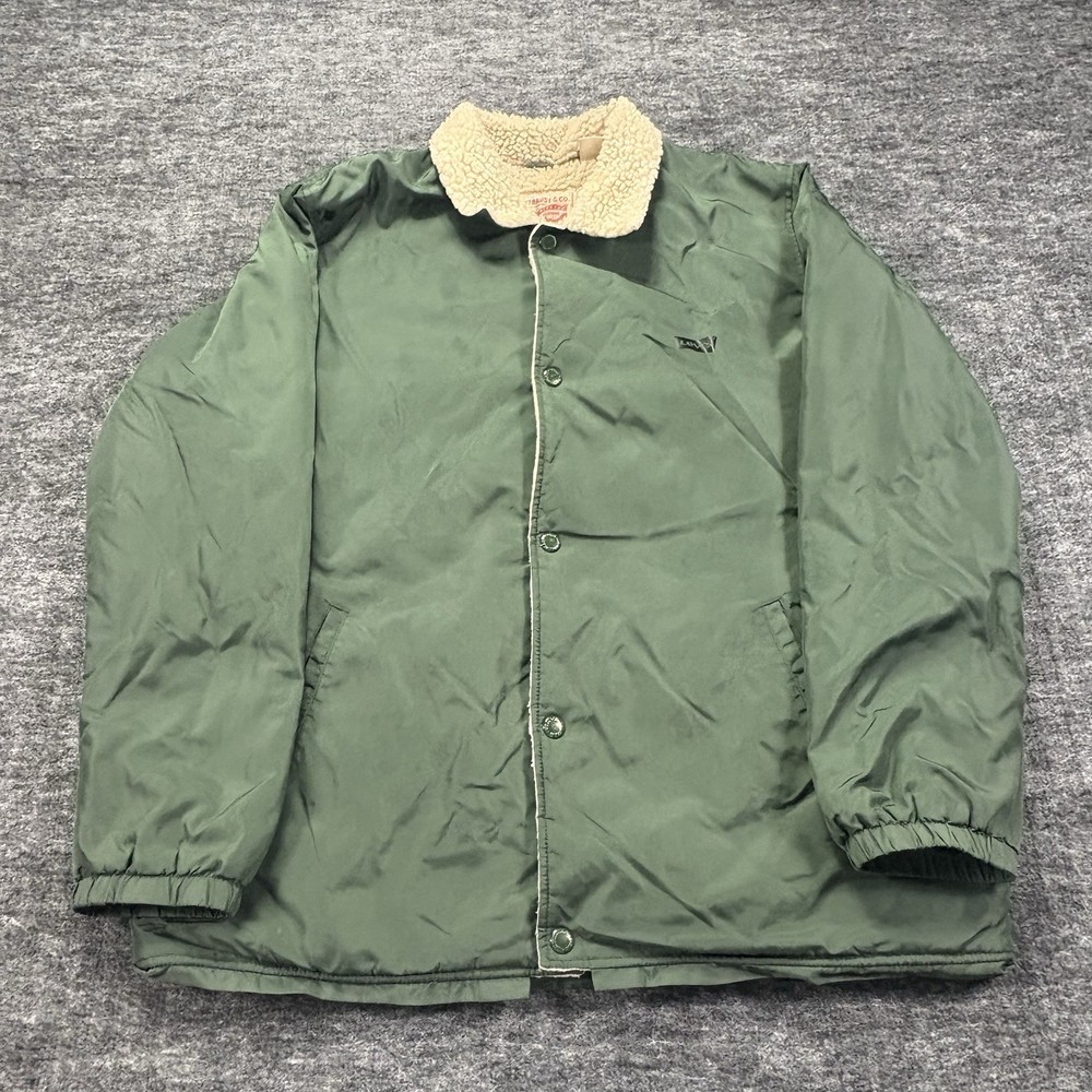 Levi’s Sherpa Lined Jacket Men’s XL Green Snap Button Work Coat