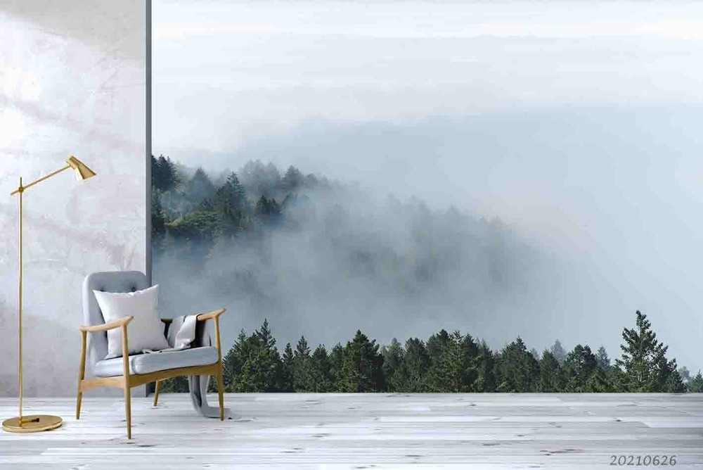 3D Forest Mist Landscape Wall Murals Wallpaper Murals Wall Sticker