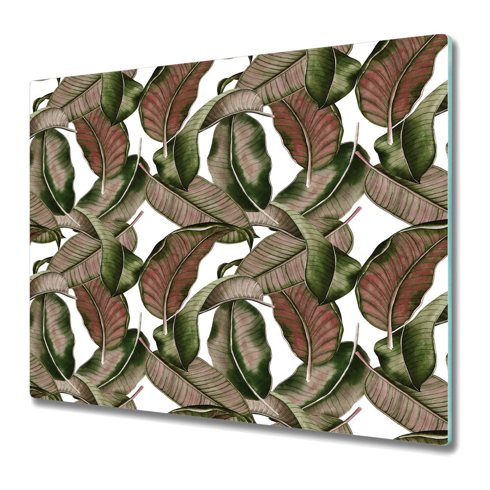 Glass Induction Cover Botanical Big Leaves Nature Autumn Exotic Tropical 60x52