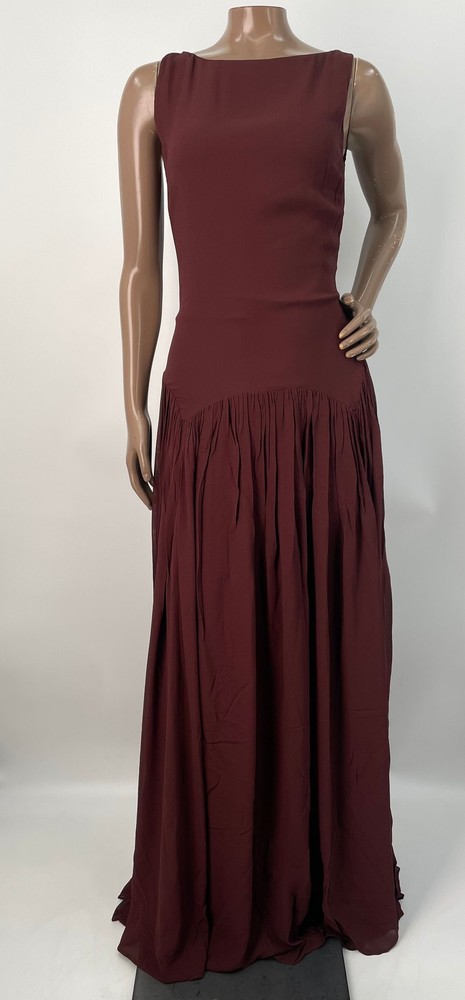 Reformation Womens Maxi Dress Mahogany Size 8 Camella Sleeveless Boat Neck Lined