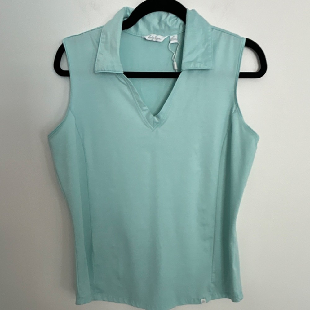 Lady Hagen Women's Sleeveless Golf Polo Light Blue Size M Polyester Spandex