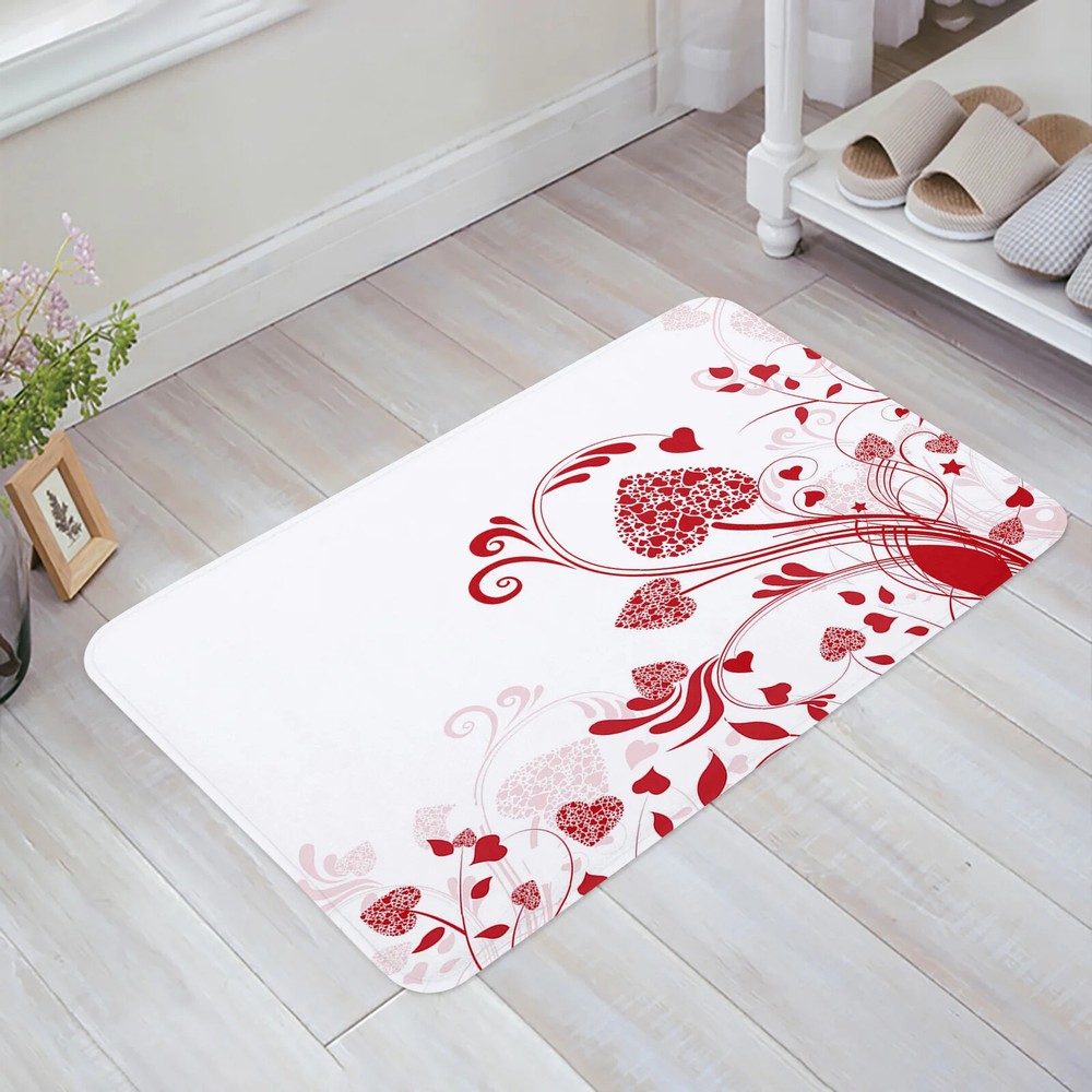 Abstract Floral Love Kitchen Floor Mat for Living Room Hallway Home Decor-image