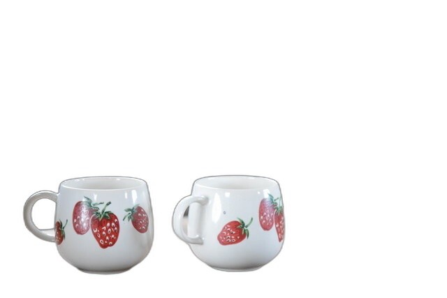 Set of 2 Vintage Strawberry Pattern Cups - Unused Showa Retro Antique