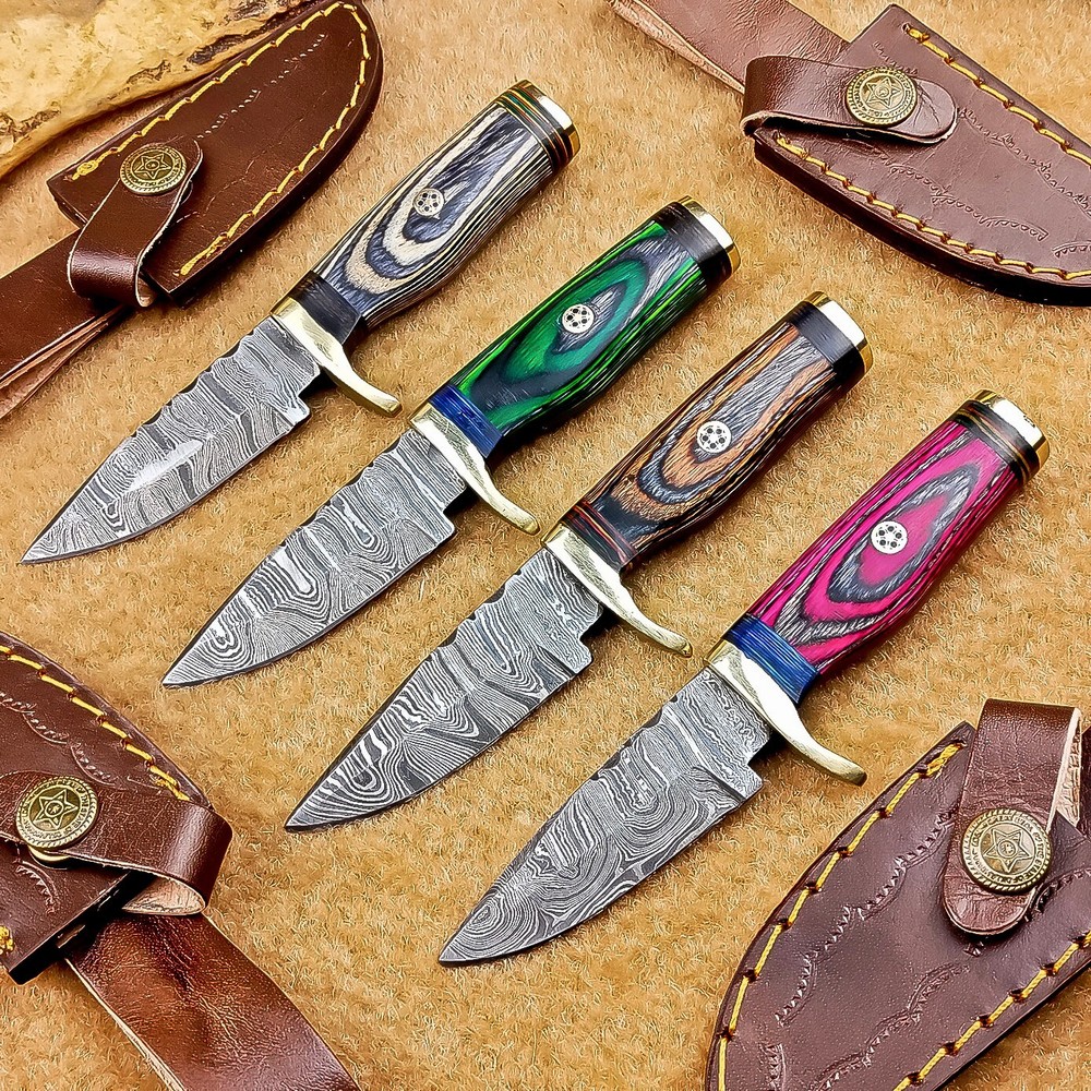 4 Pcs Damascus Blade Skinner Knives Set | 6