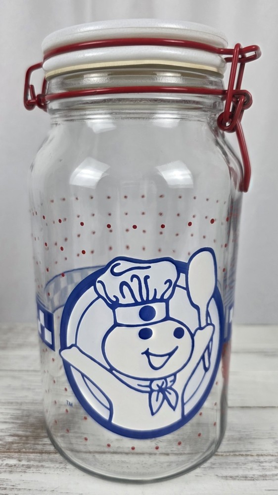 Anchor Hocking Pillsbury Doughboy Poppin' Fresh Glass Storage Jar Canister