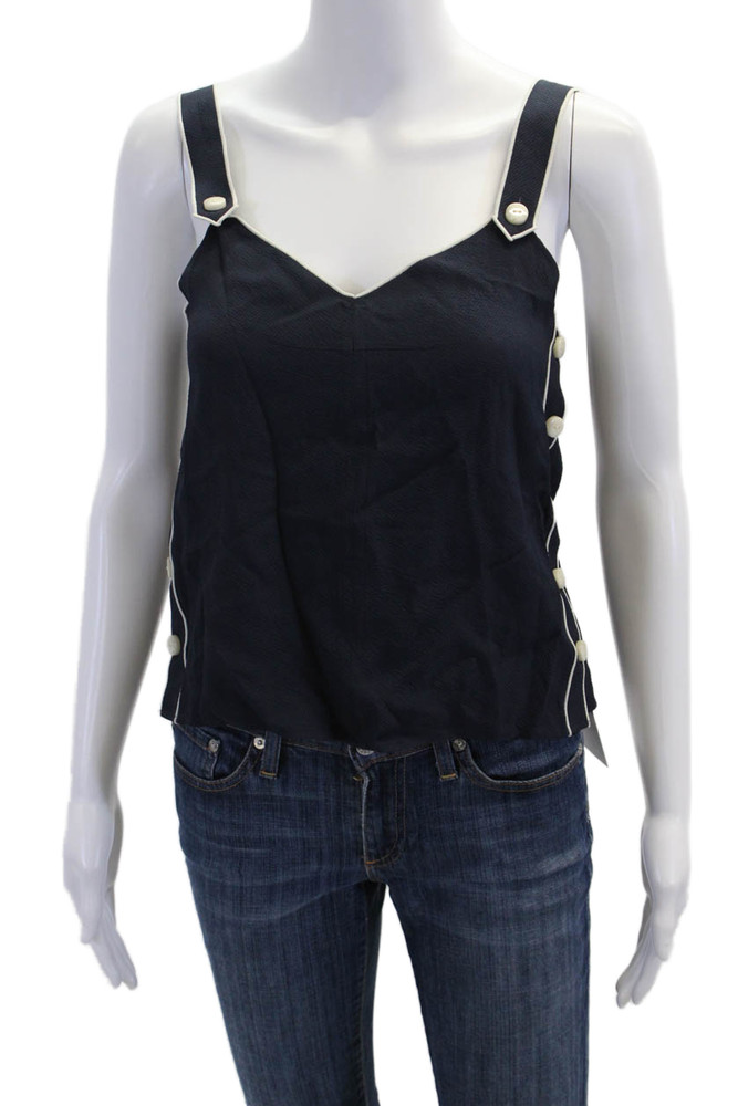 Rag & Bone Womens Button Down V Neck Tank Top Navy Blue Size Extra Extra SmallFree Shipping in US $100+ Orders | $6.95 Orders Below