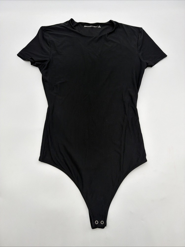 Abercrombie & Fitch Bodysuit Women S Black Solid Snap .#46137
