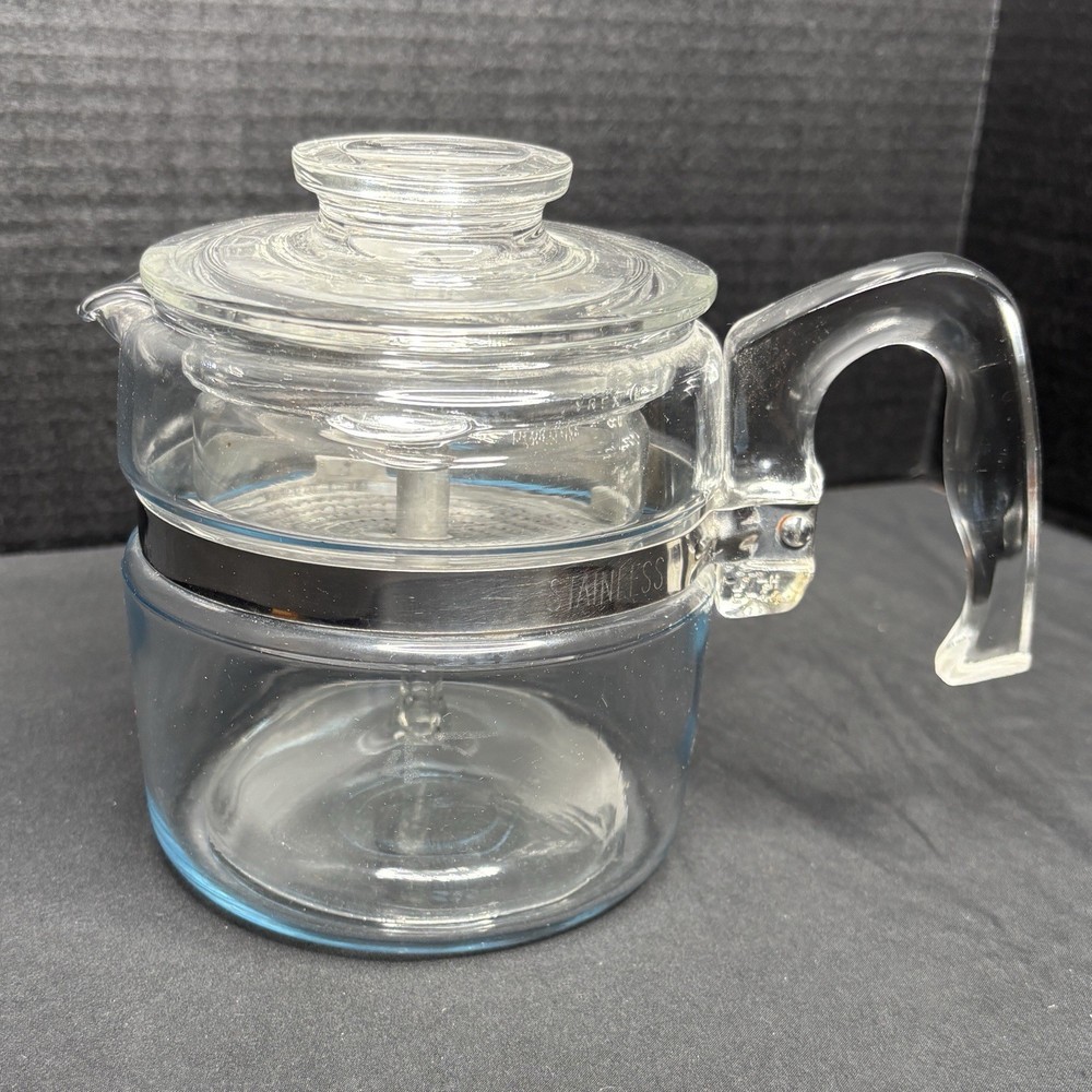 VTG PYREX Flameware 7754-B Glass Percolator Coffee Pot 2-4 Cup COMPLETE