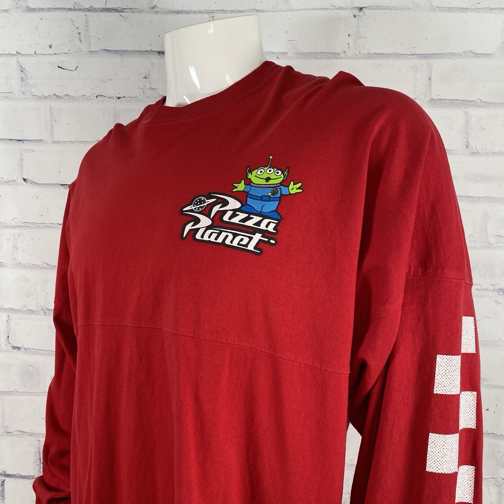 Disney Shirt Adult Small T-Shirt Spirit Jersey Toy Story Pizza Planet Red Alien