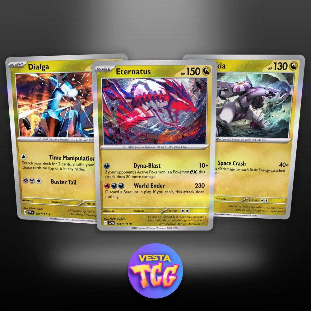Pokemon TCG Legendary Set Dialga Palkia Eternatus Holo Card Set Near Mint+