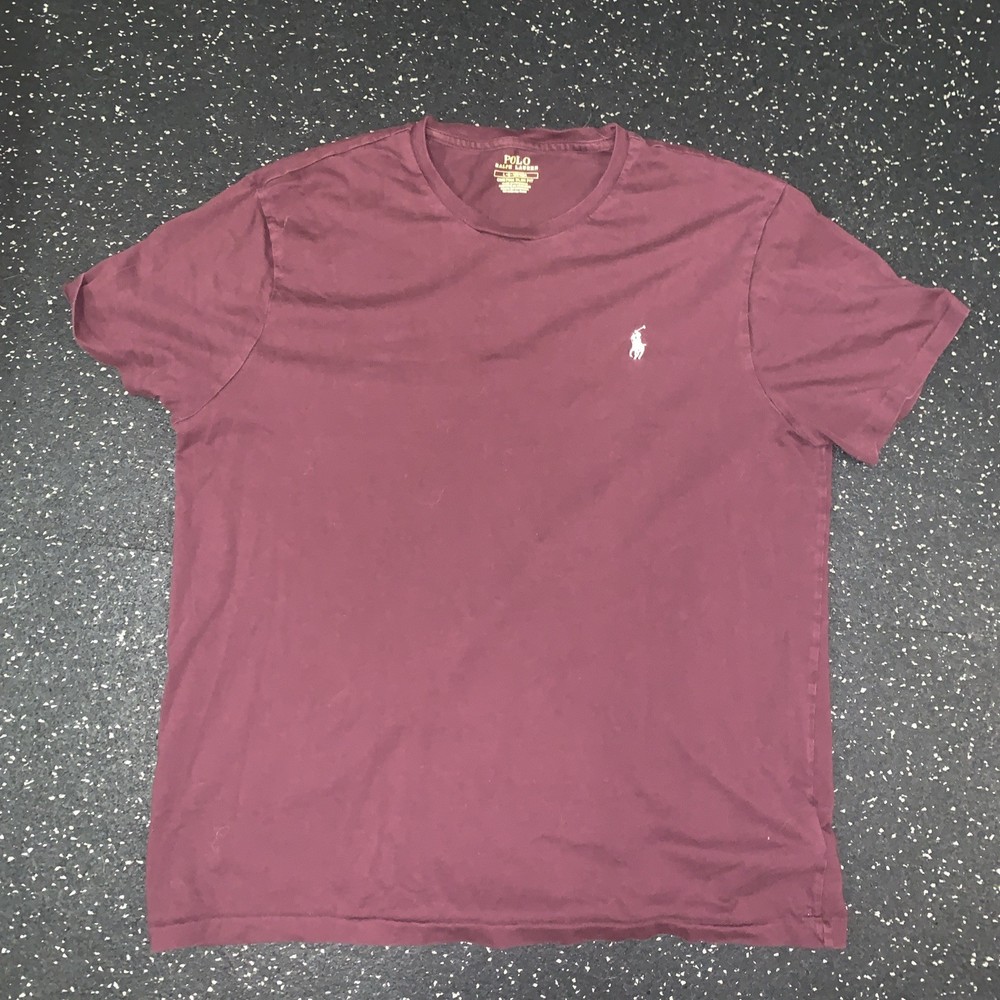 Polo Ralph Lauren Custom Slim Fit T Shirt Mens Large Burgundy Pony Logo Cotton