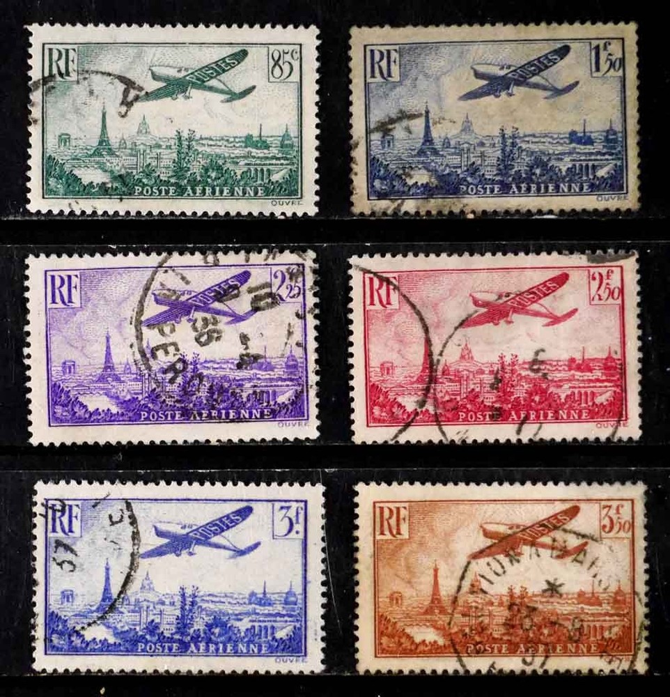 France: 1936 Classic Era Stamps Airmails Scott #C8-13 Cv $50 Sound