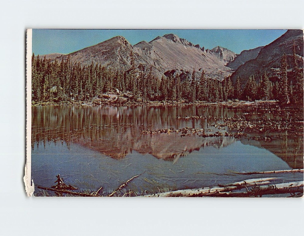 Postcard Long's Peak from Nymph Lake Rocky Mountain National Park Colorado USA