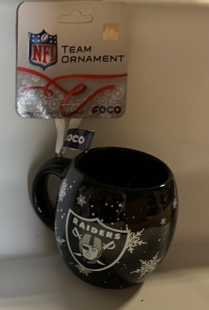 Las Vegas Raiders Christmas Tree Holiday Ornament - Team Color Mug - Ceramic