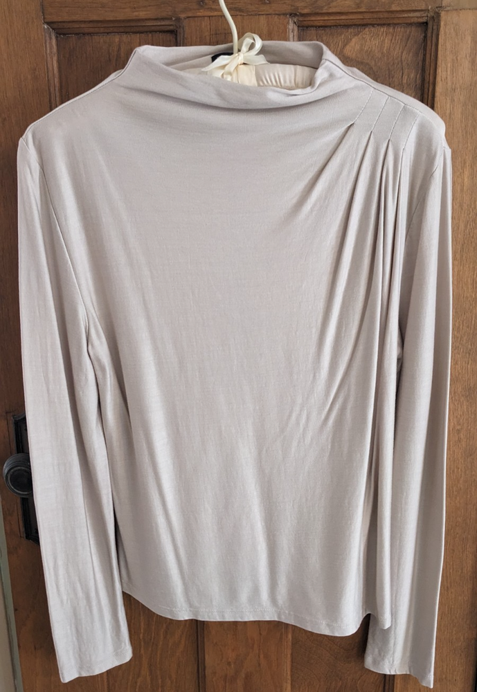 Women's Banana Republic Funnel Neck, Draped, Taupe Shirt, MED