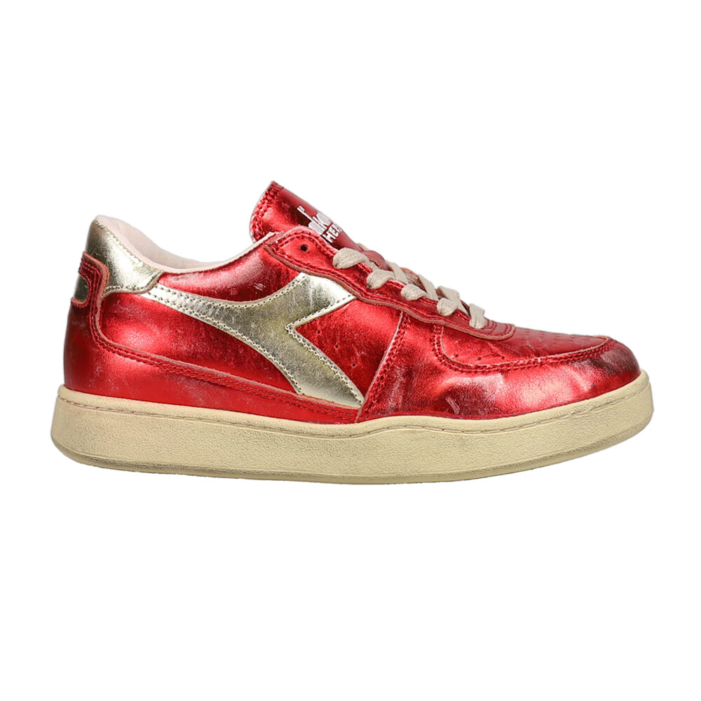 Diadora Mi Basket Low Metallic Womens Red Sneakers Casual Lace-Up Shoes