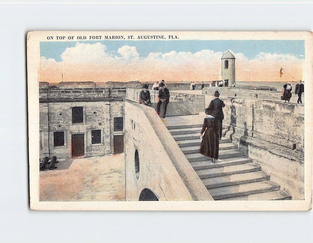 Postcard On Top Of Old Fort Marion St. Augustine Florida USA