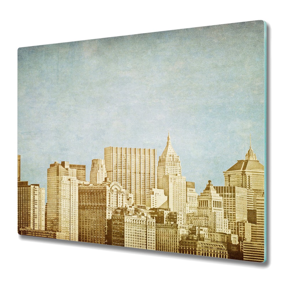 Glass Worktop Saver Golden Cityscape manhattan nyc building skyscrapers 60x52