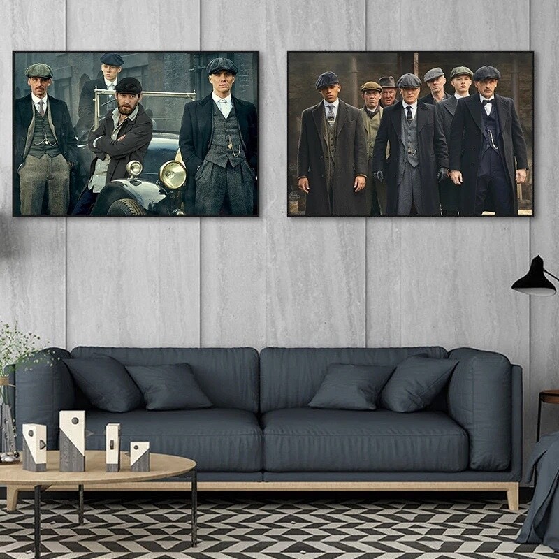 2pcs Tommy Shelby mob boss gangster movie canvas poster wall art home decor