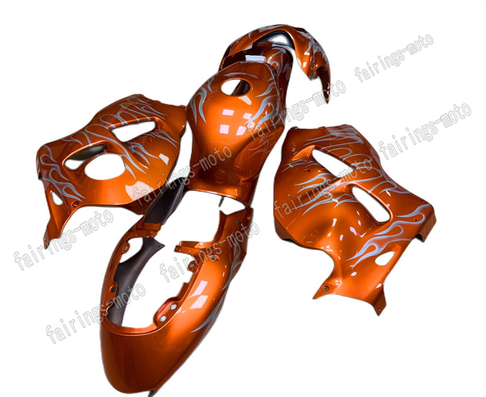 Fairing Fit for 1997-07 GSXR 1300 ABS Injection Plastics Set White Flames Orange