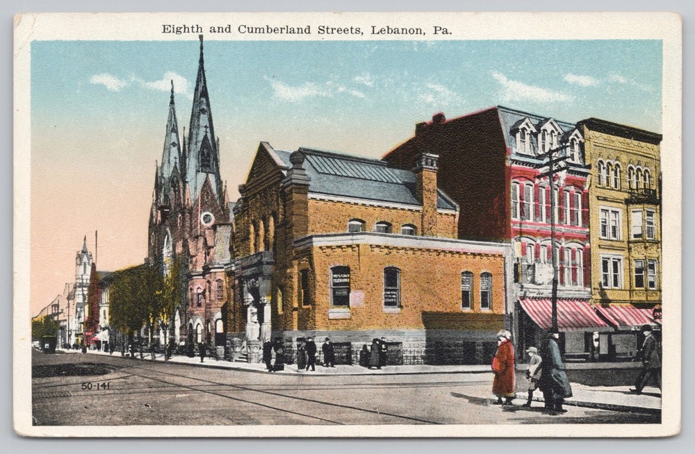 Eighth and Cumberland Streets Lebanon Pennsylvania PA Postcard WB