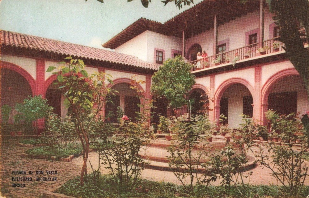 Patzcuaro Mexico, Posada de Don Vasco, Inn Hotel Advertising, Vintage Postcard