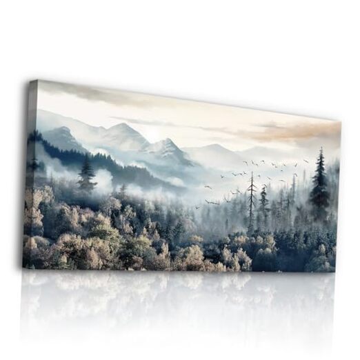Stunning 48x24 Abstract Forest Canvas Wall Art For Living Room-image