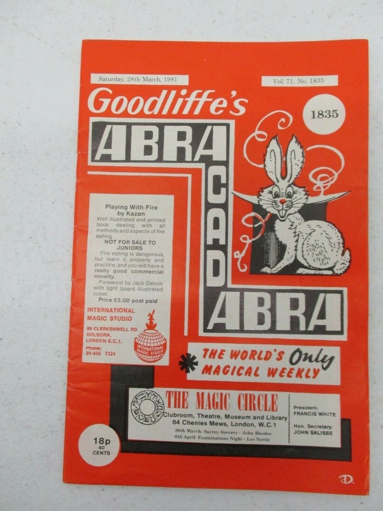 Goodliffe's Abracadabra Magic Magician Magazine Vol 71 No 1835 March 28, 1981-image