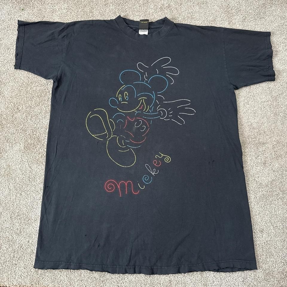 Vintage 90s Mickey Mouse Graphic T-Shirt XL Black Disney Tee