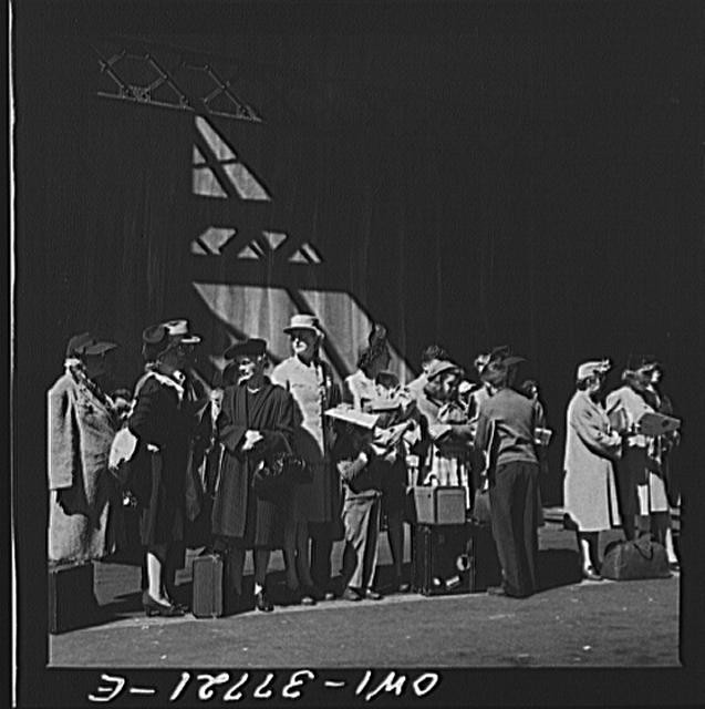 Indianapolis Indiana Greyhound Bus Passengers 1940s Train Station Crowd