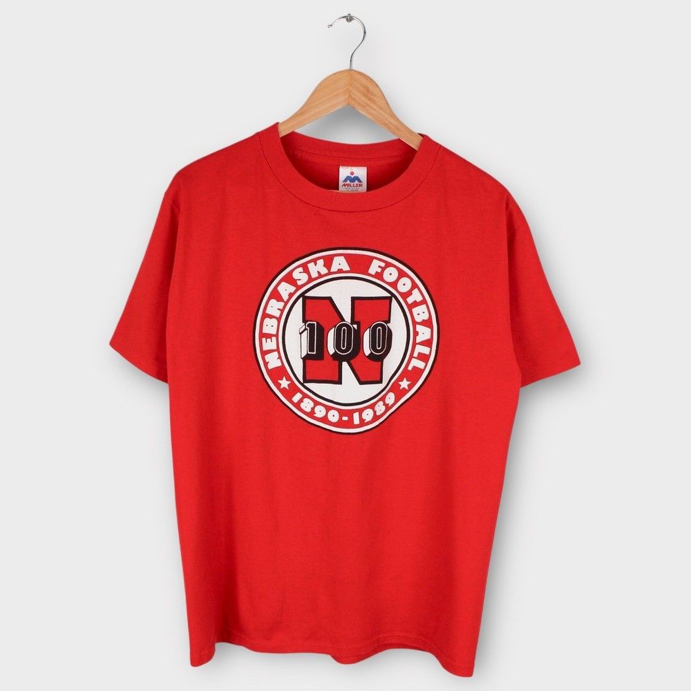 Vintage Nebraska Huskers 100 Year Anniversary Football T-Shirt Red Size XL
