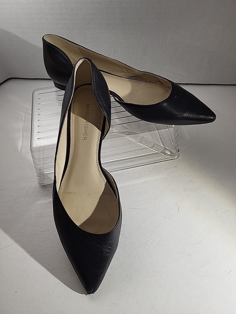 Marc Fisher D’Orsay Flat Slip-on Shoes 6.5M Black Smooth Leather Pointy Toe